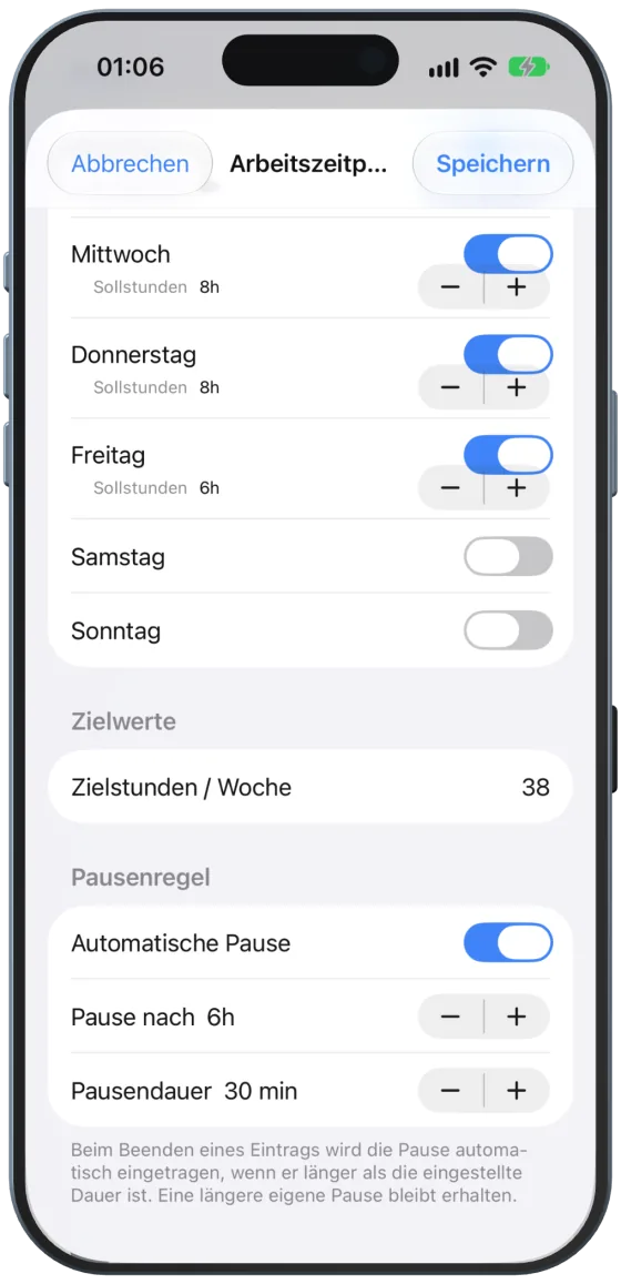 Pausenregel eingeschaltet