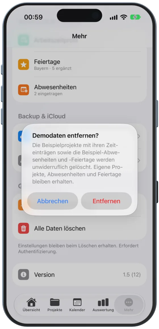 Rückfrage vor dem Entfernen