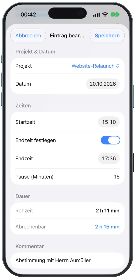 Eintrag bearbeiten