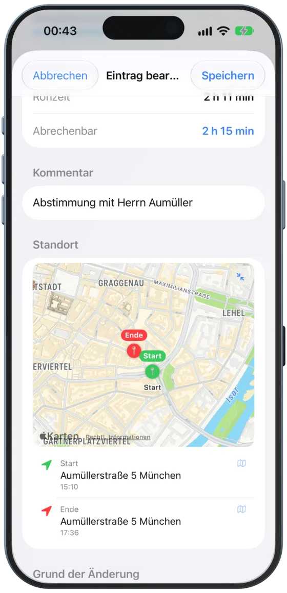 Vergrößerte Karte