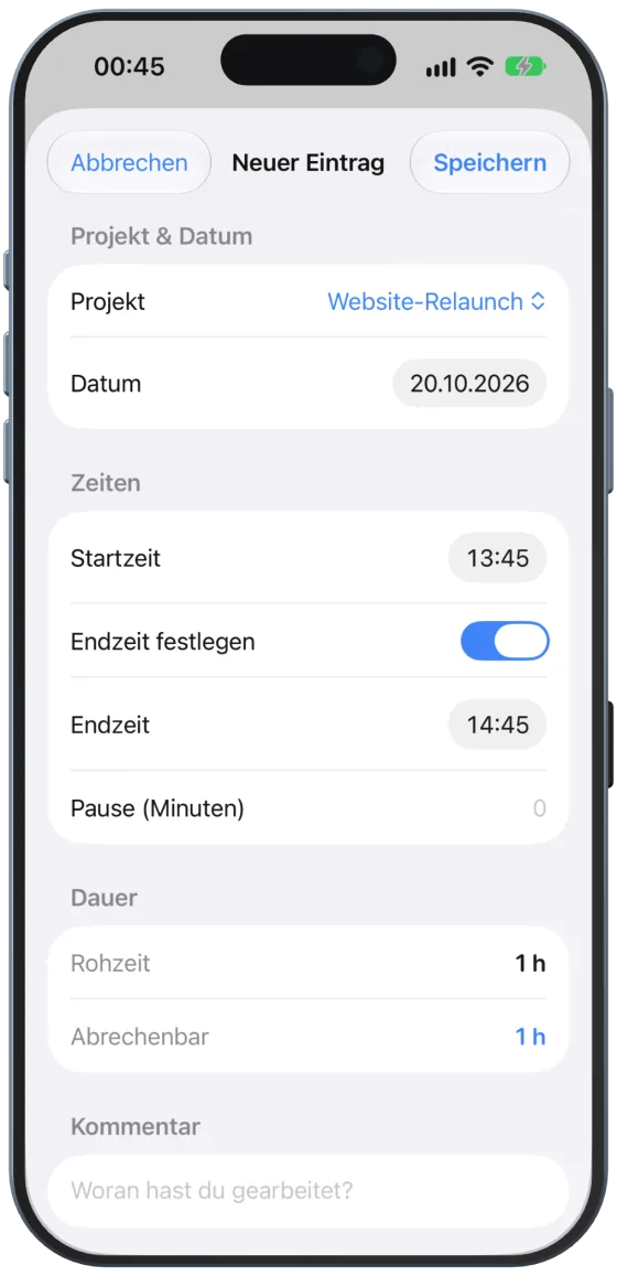 Neuer Eintrag aus dem Raster