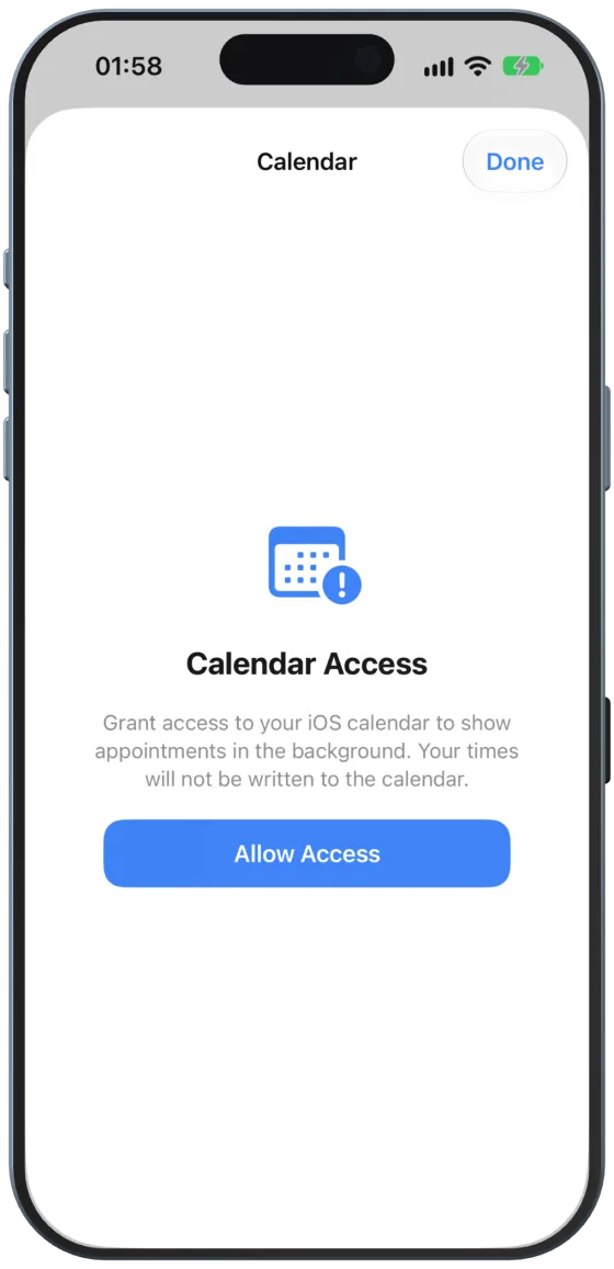 Permitir acceso al calendario