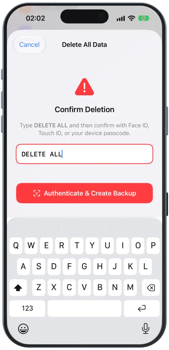 Confirmación con Face ID