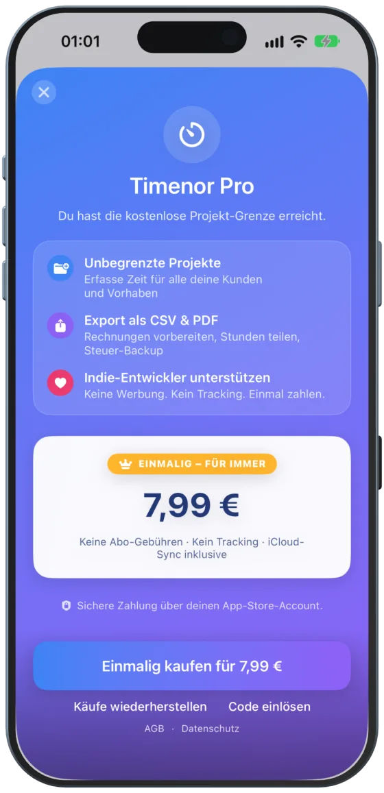 Hinweis auf die Projektgrenze