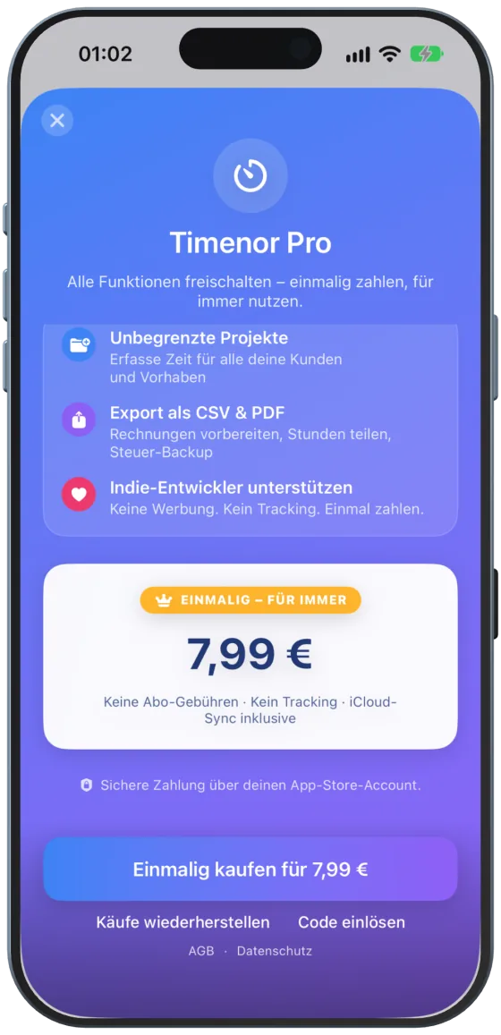 Kaufknopf und weitere Optionen
