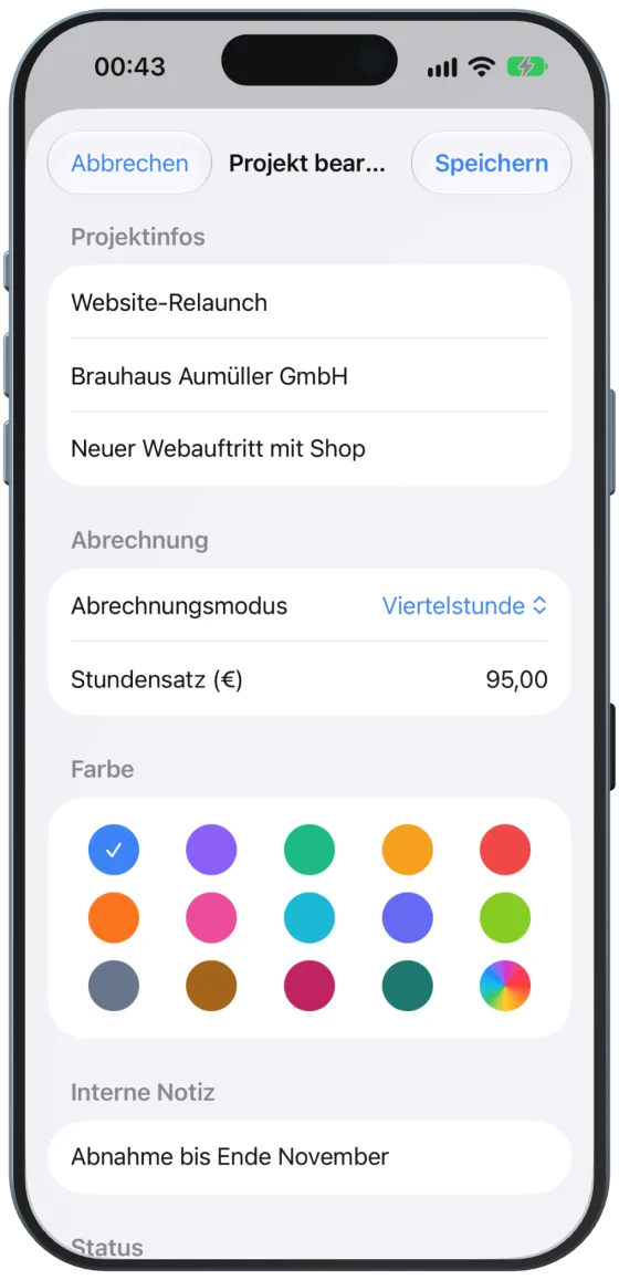 Projekt bearbeiten
