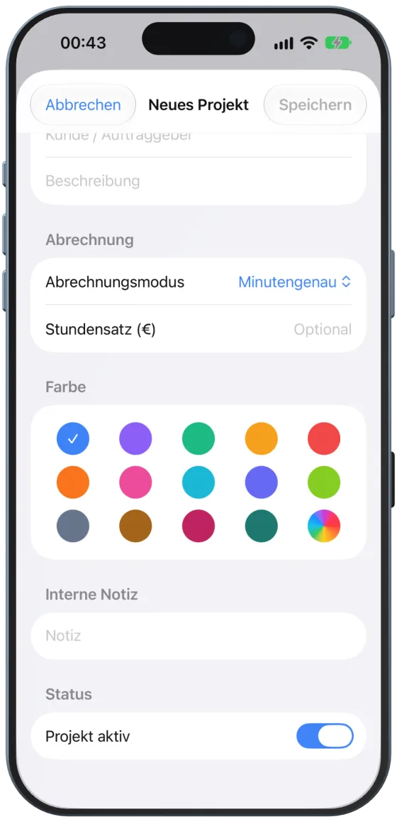Farbe und Notiz