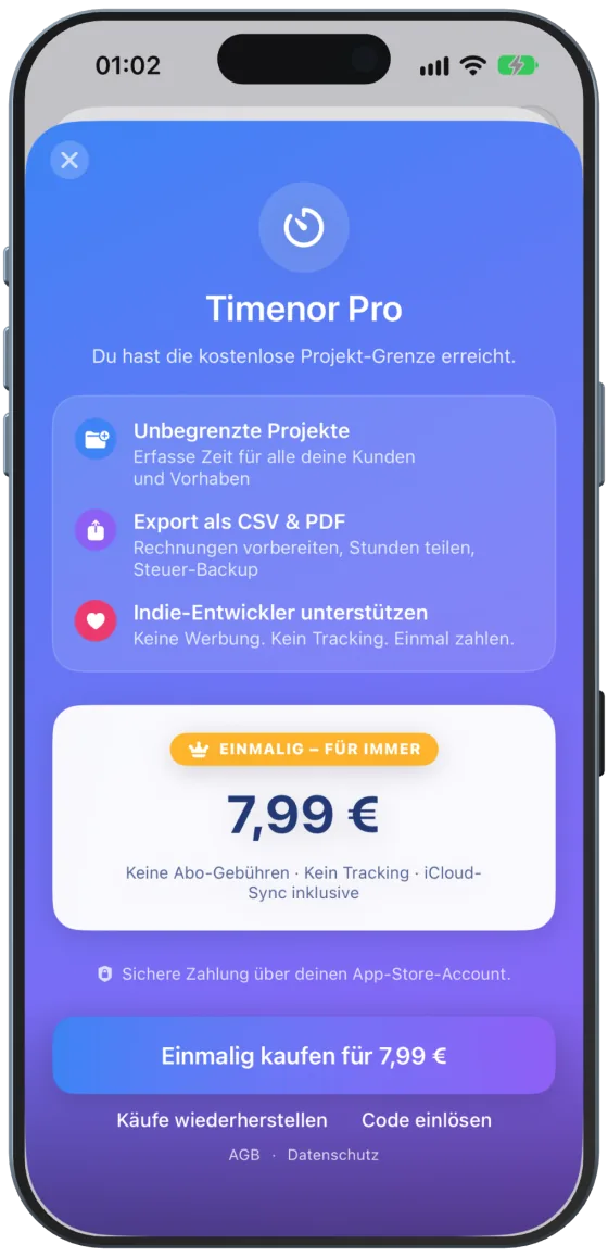 Projektgrenze beim Wiedereinschalten