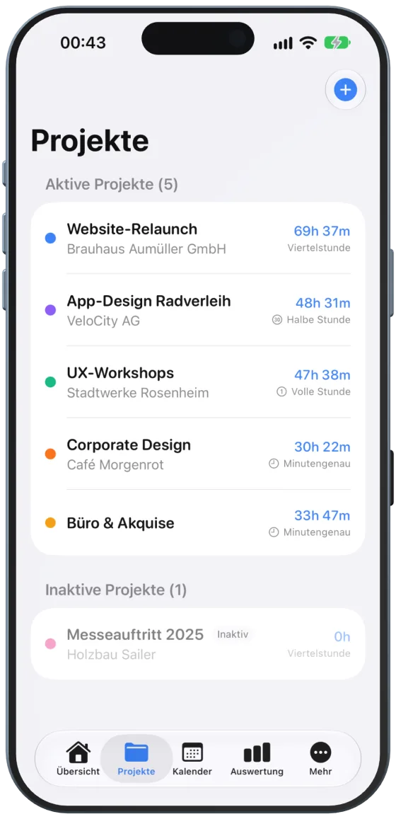 Tab „Projekte“
