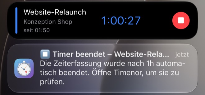 Mitteilung „Timer beendet“